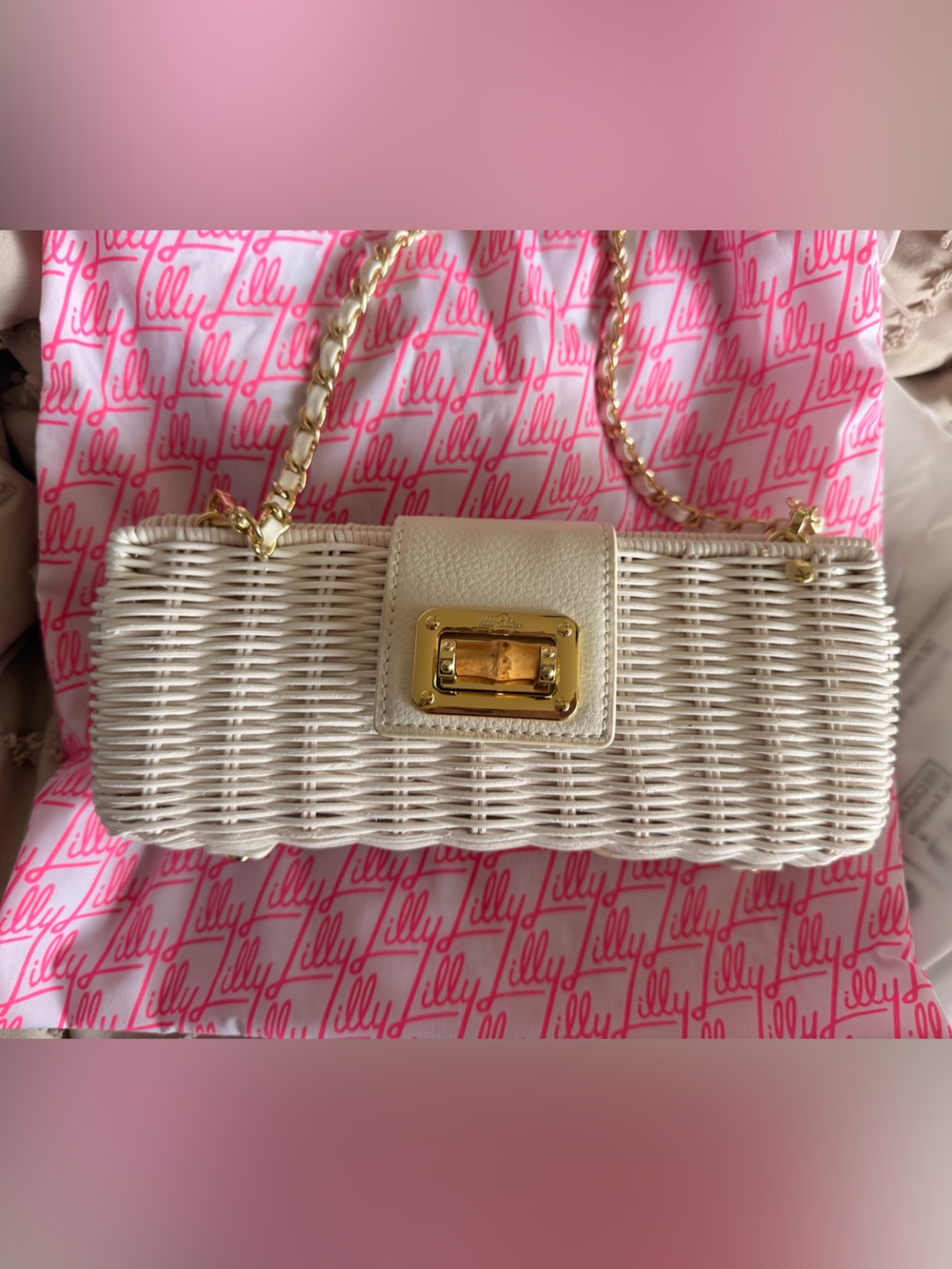 Lilly Pulitzer Leena Wicker Clutch in Resort White